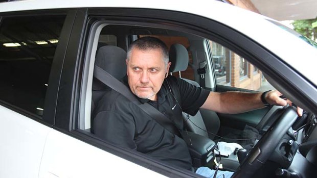 Shock jock Ray Hadley leaving work at Pyrmont after the verbal abuse claims had been made.