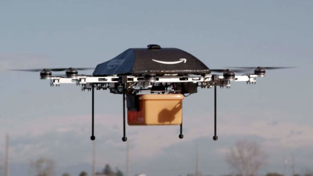 Fast delivery ... A flying "octocopter" mini-drone that could one day be used to fly small packages to customers by Amazon.