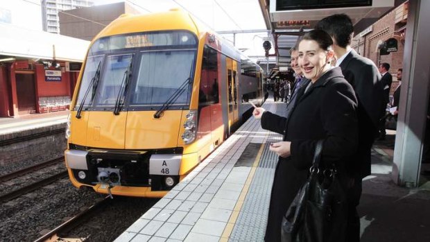 Transport Minister Gladys Berejiklian and Parramatta MP Jeoff Lee at Parramatta as a new Waratah train service is deployed.