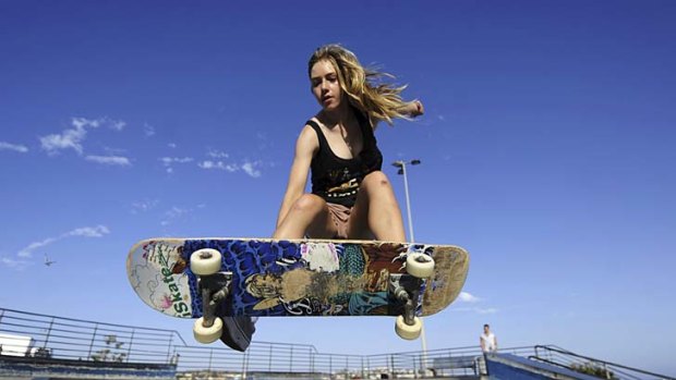 Heads up &#8230; Gracie Earl, 15, on her skateboard at the Bondi Beach Skate Bowl.