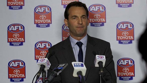 Andrew Dillon announces the charges against Essendon.
