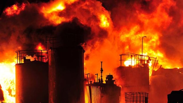 Fire crews struggled to control the massive blaze at the Dandenong South factory.