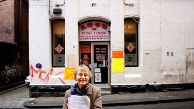 A 2006 file photograph of Barbara Nichol standing outside Wing Loong Chinese restaurant in Heffernan Lane.