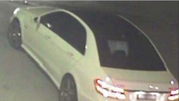 An image of a white Mercedes believed to have been involved in the deadly hit-run.