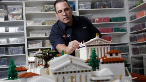 Lego certified professional Ryan McNaught with his model of the Acropolis.