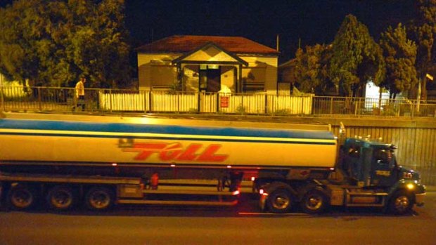 A truck tears past a house in Francis Street Yarraville - notorious for heavy-vehicle traffic.
