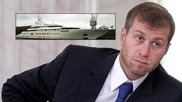 Russian billionaire Roman Abramovich and, inset, just one of "The Roman Navy'.