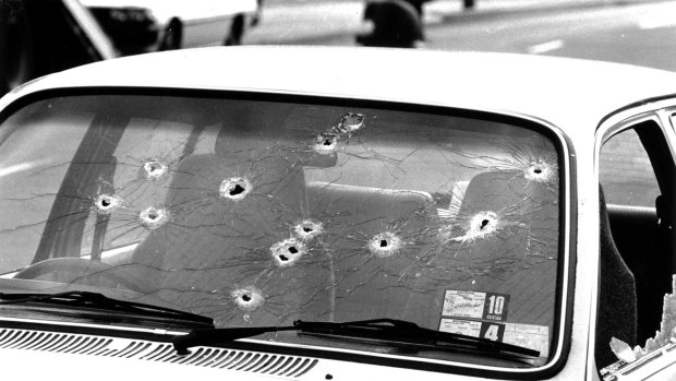 The car of a victim in the 1987 Hoddle Street shooting.