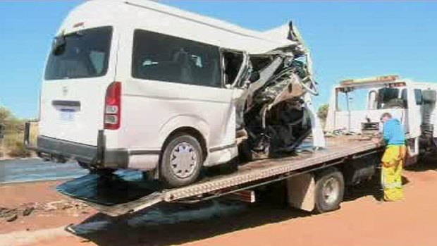 Ten people were inside a Toyota van when it collided with a Ford Falcon.