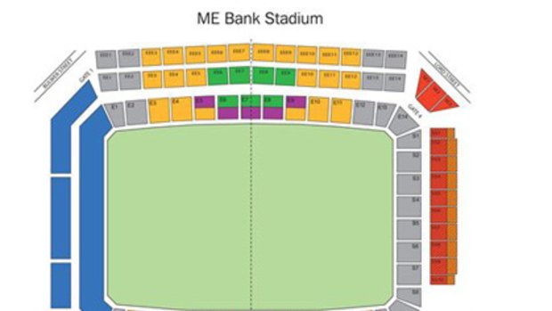Seating plan for ME Bank Stadium