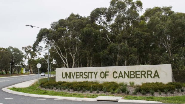 One of the entrances to the 120-hectare University of Canberra campus.