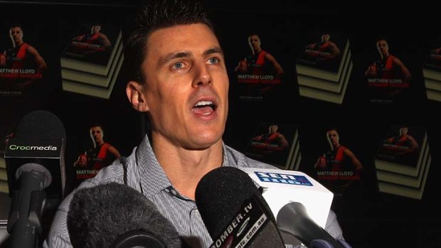 Matthew Lloyd speaks to the media at the launch of his book last week.