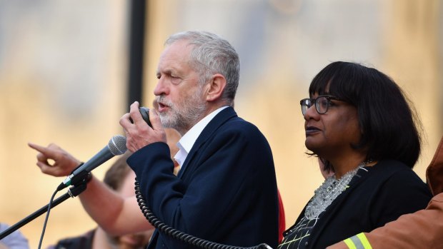 Labour leader Jeremy Corbyn with Diane Abbott MP. 