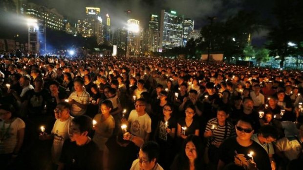 Record attendance ... organisers say that up to 180,000 people attended the ceremony in Hong Kong.