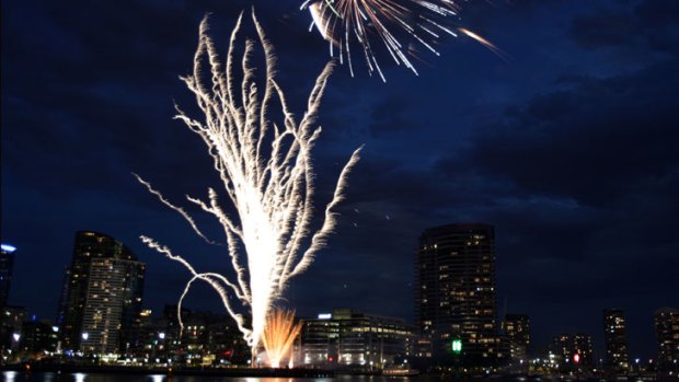 From boom to bust ... Fireworks over Docklands.