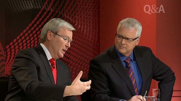 "I was wrong" ... Kevin Rudd talks about his decision to shelve the emissions trading scheme on Q&A.