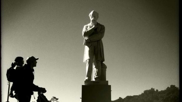 Standing tall ...  the recently restored statue of Charles Dickens in Sydney Centennial Park.