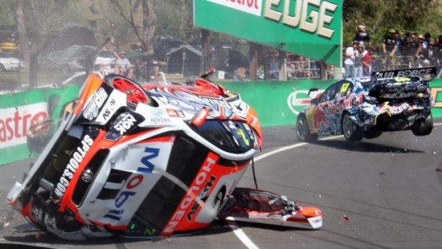 Holden Racing Team's Warren Luff and Craig Lowndes were uninjured in the Bathurst 1000 crash.