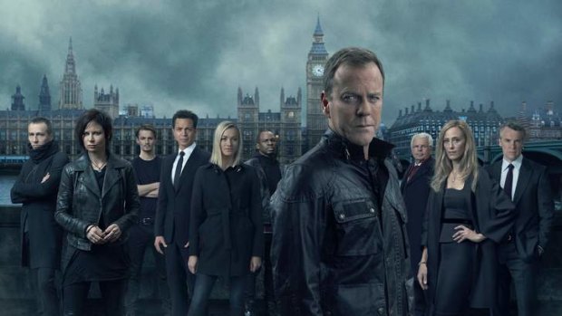 Keifer Sutherland and cast in <i>24: Live Another Day</i>.