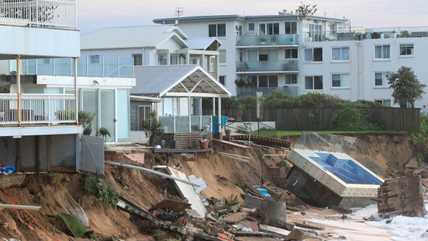 The scene on the Collaroy beachfront after the big storm. 