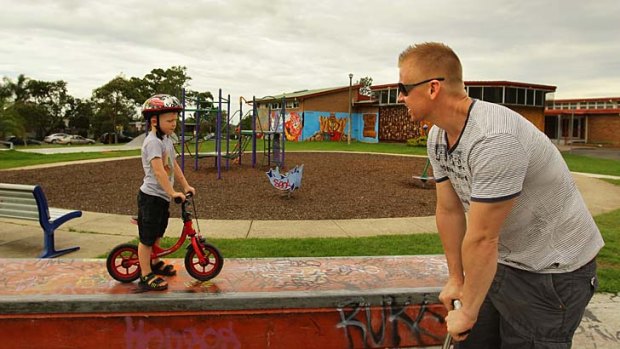 Friendly place &#8230; Lachlan McKay and son Oliver in Lalor Park.