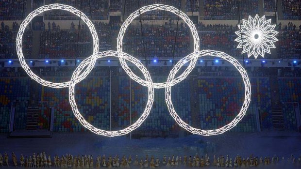 One of the rings forming the Olympic Rings fails to open during the opening ceremony.