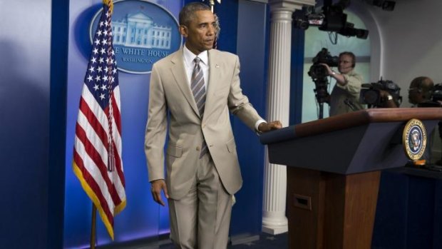 Stepping out: President Barack Obama strays from his stock wardrobe.
