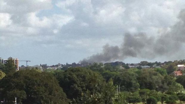 Factory fire ... smoke can be seen from ANZAC Bridge.