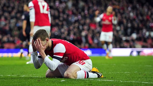 So close: Arsenal's Jack Wilshere after missing a late chance.