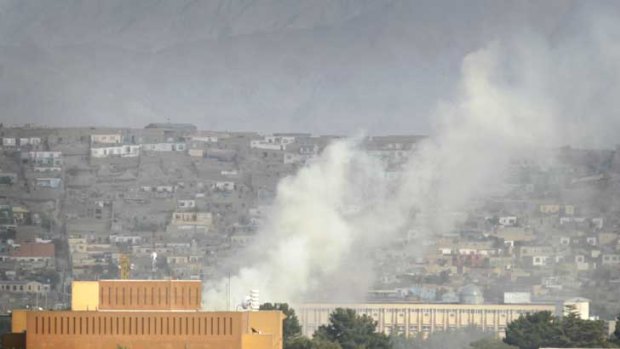 Taliban insurgents fired rocket-propelled grenades and assault rifles at the US embassy in Kabul.