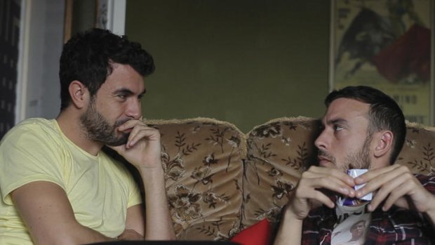 Russell (Tom Cullen) and Glen (Chris New) debate what it is to be gay in the 21st century.