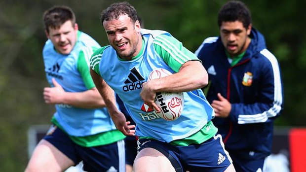 On the prowl: Jamie Roberts trains with the British and Irish Lions for the tour to Australia.