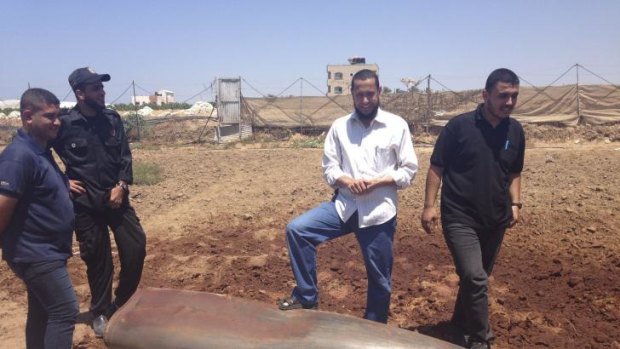 Hazem Abu Murad (in white shirt), leader of Gaza's unexploded-ordnance squad, who was killed in the blast.
