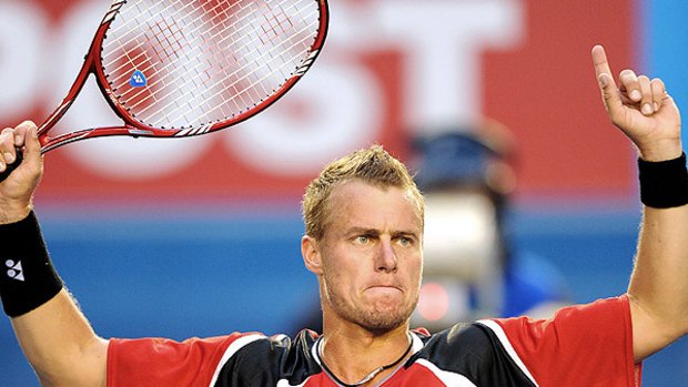 That was easy ... there were no bleary eyes on Rod Laver Arena last night when Lleyton Hewitt advanced to the fourth round of the Australian Open.  His match with Marcos Baghdatis lasted just 54 minutes before the Cypriot retired injured.