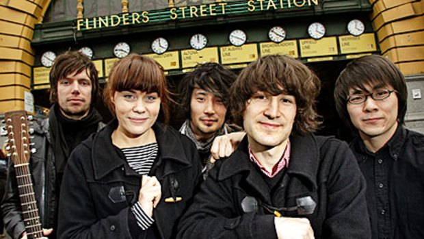 The Wellingtons (from left) Gustav Lindstrom, Kate Goldby, Tosh Sanada, Zac Anthony and Koji Asano are part of Melbourne Music's ''pop-up'' gigs on trams and trains.