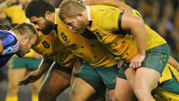 Standing firm: The Wallabies scrum on Saturday night showed positive signs.