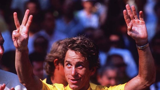 Flashback: Greg LeMond celebrates after winning the Tour in 1990.