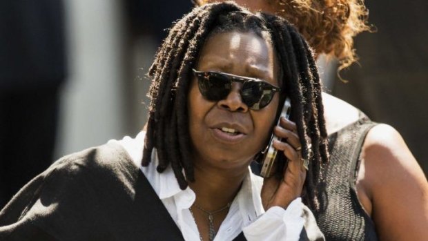 Whoopi Goldberg pictured after the Joan Rivers service in New York.