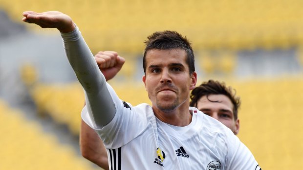 Day to remember: Andrija Kaludjerovic of the Phoenix celebrates his second goal.