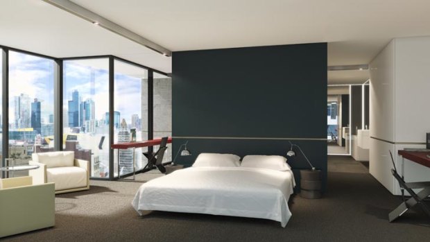 An artist's impression of a bedroom in the new tower.