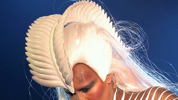 "I forget how old I am"... Grace Jones's tour features striking costumes designed by Eiko Ishioka.
