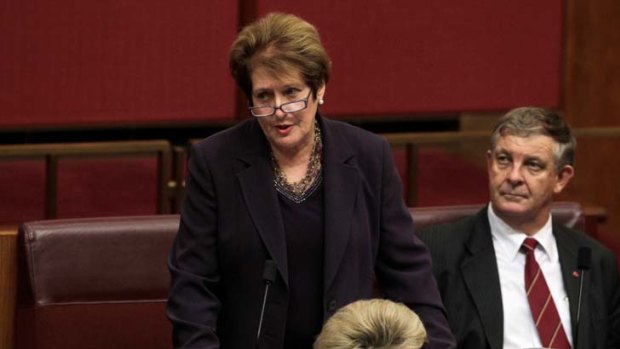Outgoing Senator for Victoria Judith Troeth gives her Valedictory Statement at Parliament House last week.