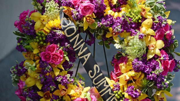 Tribute ... a memorial wreath is placed on singer Donna Summer's star on the Hollywood Walk of Fame.