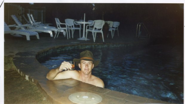 Brenden Abbott, the Postcard Bandit, at Gold Coast hotel swimming pool.