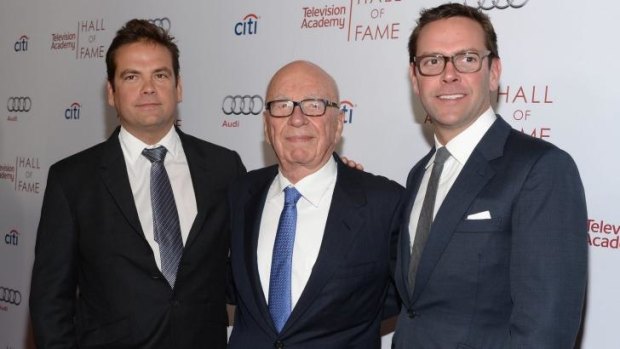 Television dynasty ... (L-R) Lachlan Murdoch, Rupert Murdoch and James Murdoch, who says consolidation is the future of TV.