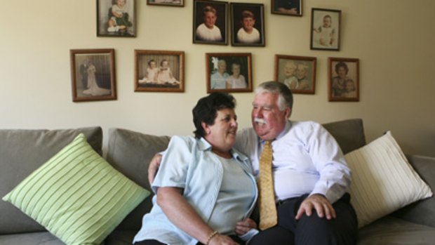 Happier times... David Campbell pictured with his wife Edna at their Wollongong home when he was police minister.