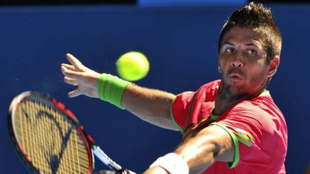 No. 9 seed Fernando Verdasco defeated Janko Tipsarevic 2-6, 4-6, 6-4, 7-6 (7-0), 6-0 in a match of  many twists and turns.