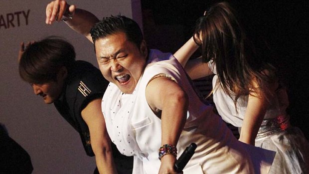 Top honour ... rapper Psy performs in South Korea at the weekend.