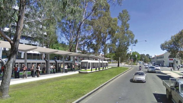 Artist's impression of the City interchange for the proposed Canberra light rail.