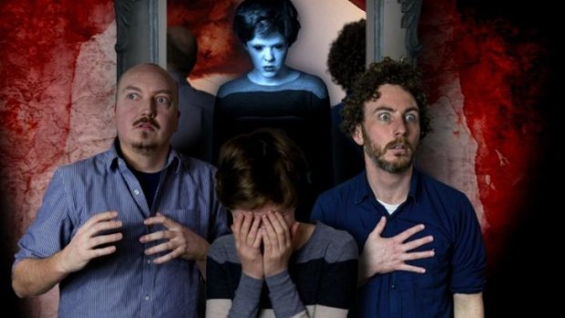 Ghost tour: Adam McKenzie, Tegan Higginbotham and Liam Ryan in <i>Who's Afraid of the Dark</i>.